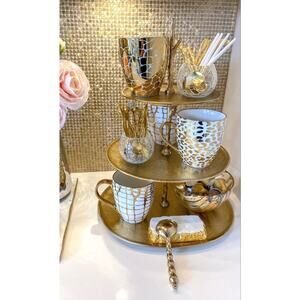 Gold Metal 3 Tiered Branch Tray